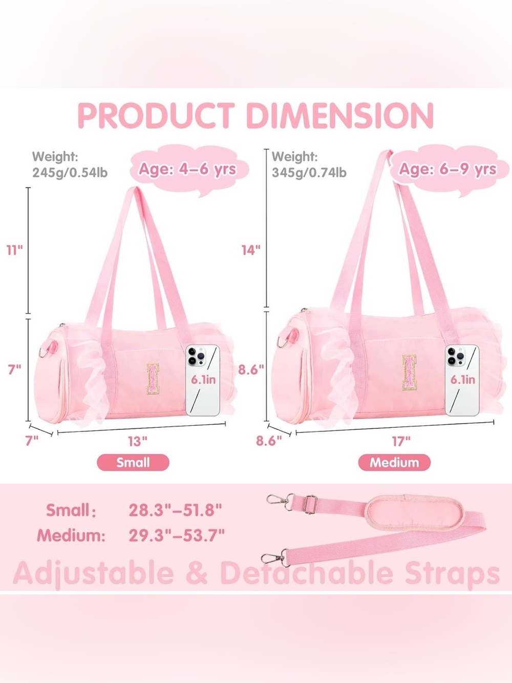 🎉HOST PICK🎉 NEW-Personalized Initial Dance Bag for Girls (Letter I) - Picture 2 of 5